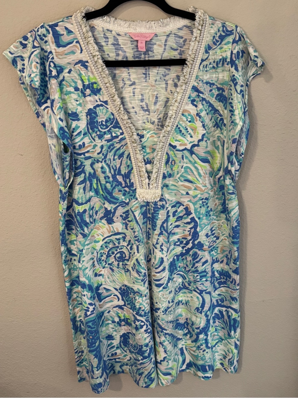Lilly Pulitzer Zandra Dress Blue Green Coastal Size Medium